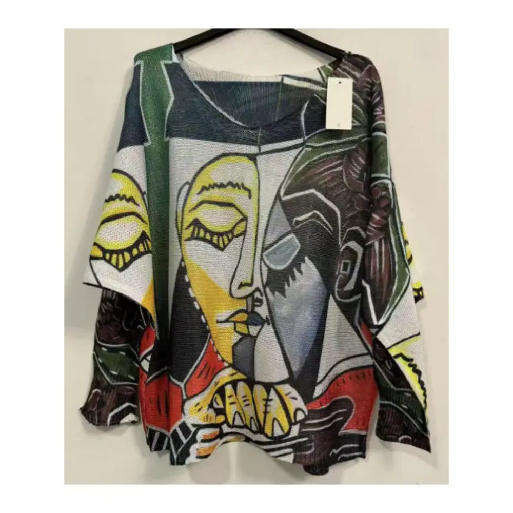 L99 Loowie Cubist Embrace Printed Knit Sweater | Round Neck | One Size S-L